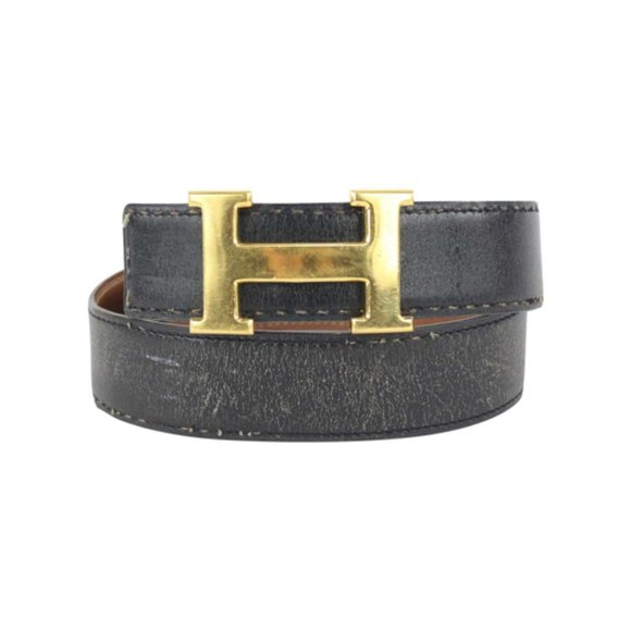 Hermès 32mm Reversible H Logo Belt Kit Black x Bro - Picture 1 of 12